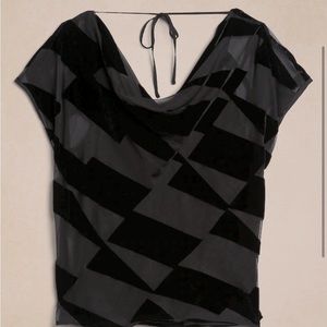 Velvet burnout blouse with open back NWT